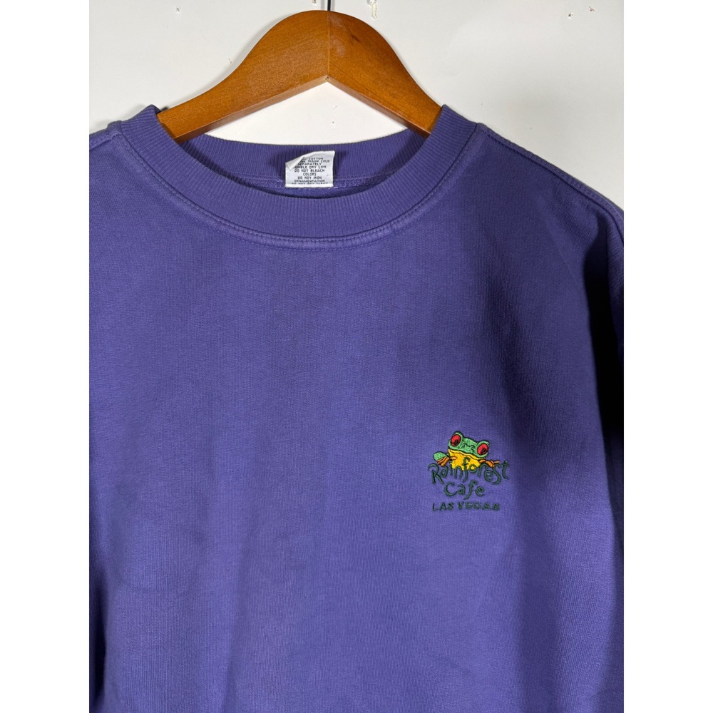 Vintage Rainforest Cafe Las Vegas Sweatshirt Mens Medium Purple Made in USA Frog